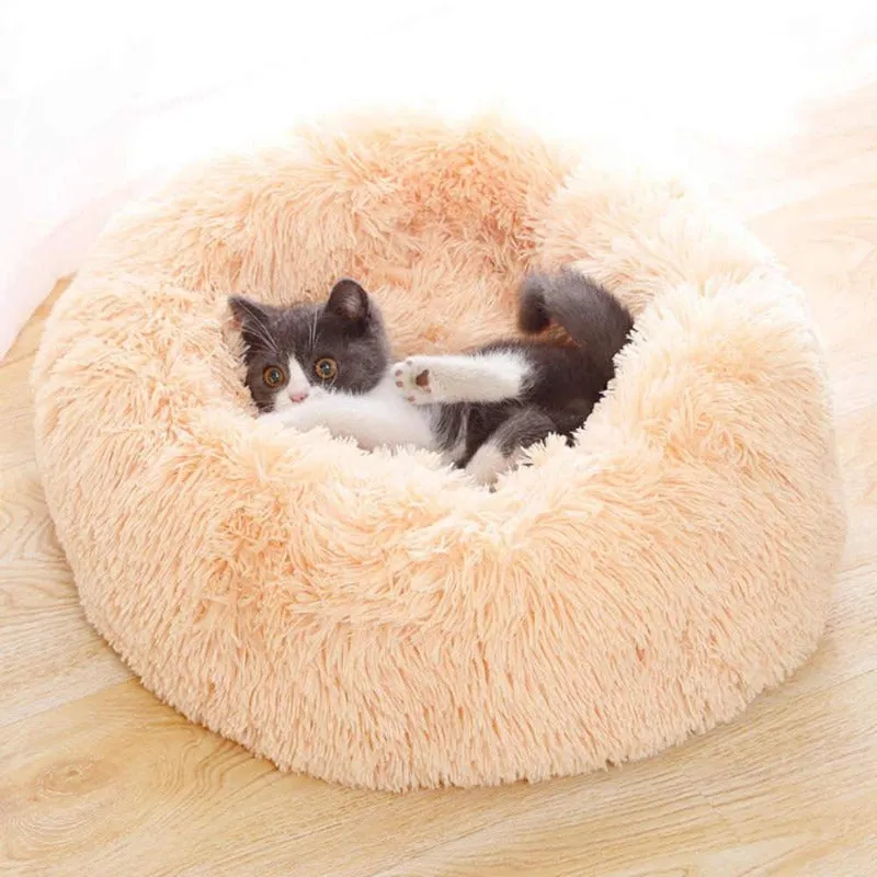 Taavita Plush Round Calming Donut Cat Bed Nest