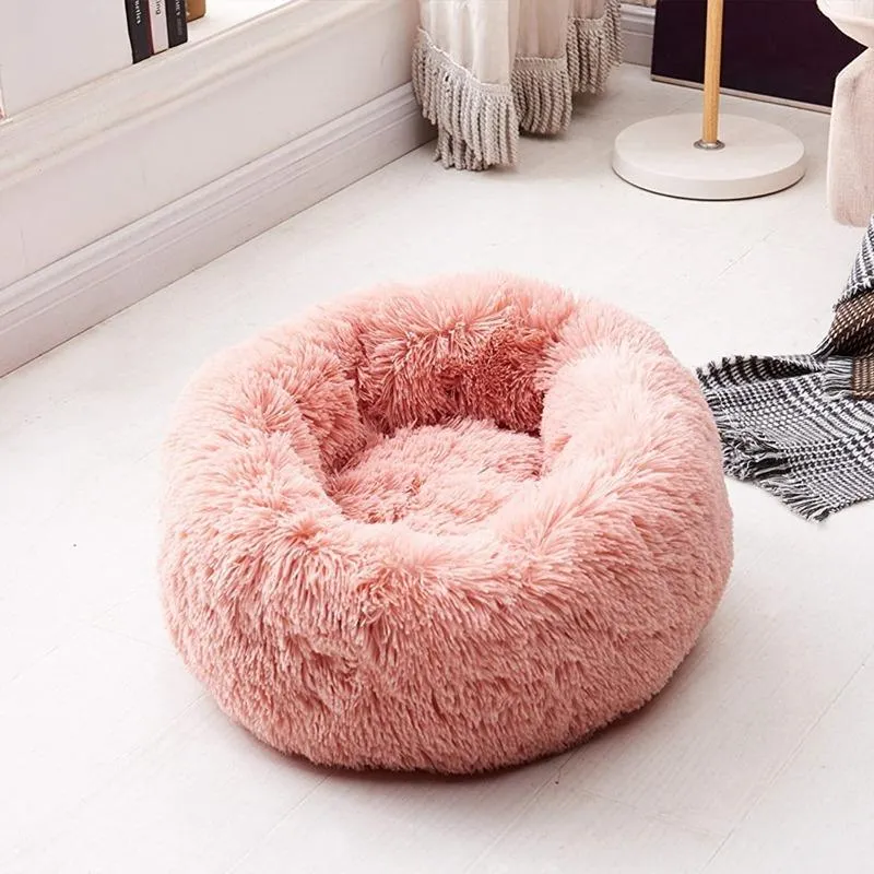 Taavita Plush Round Calming Donut Cat Bed Nest