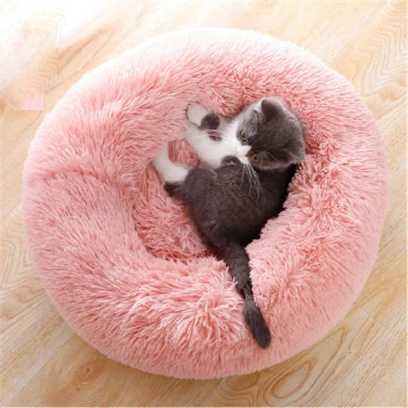 Taavita Plush Round Calming Donut Cat Bed Nest