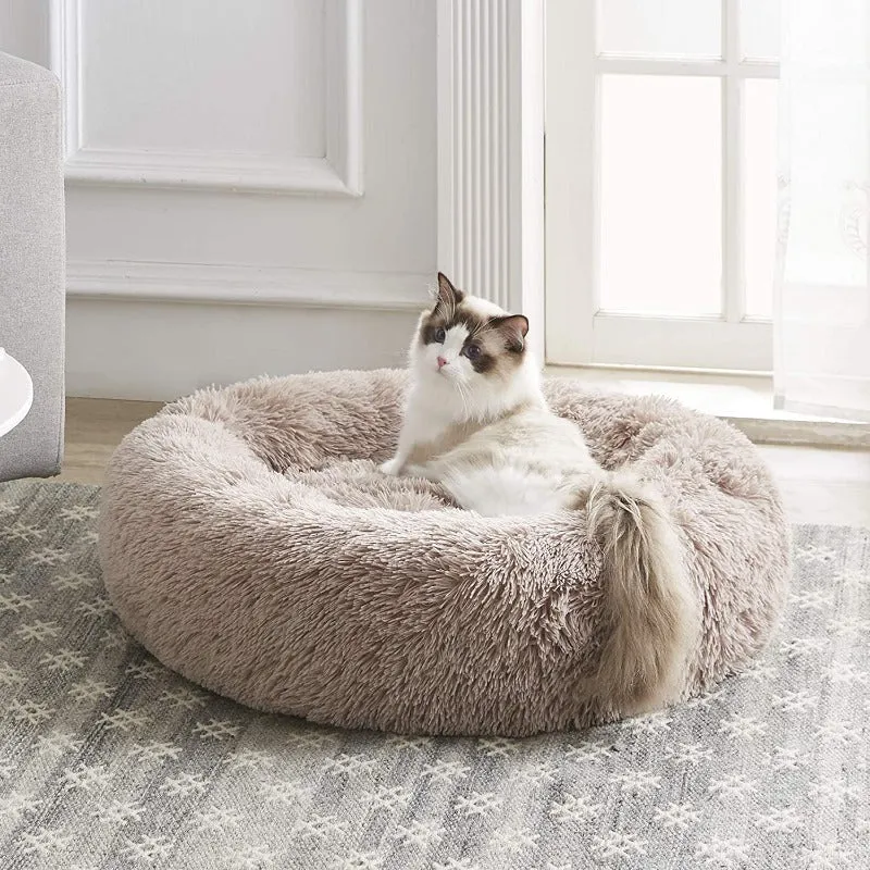 Taavita Plush Round Calming Donut Cat Bed Nest
