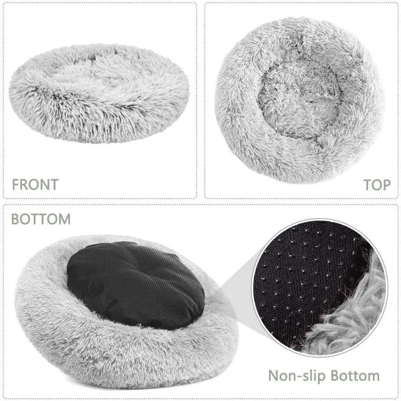 Taavita Plush Round Calming Donut Cat Bed Nest
