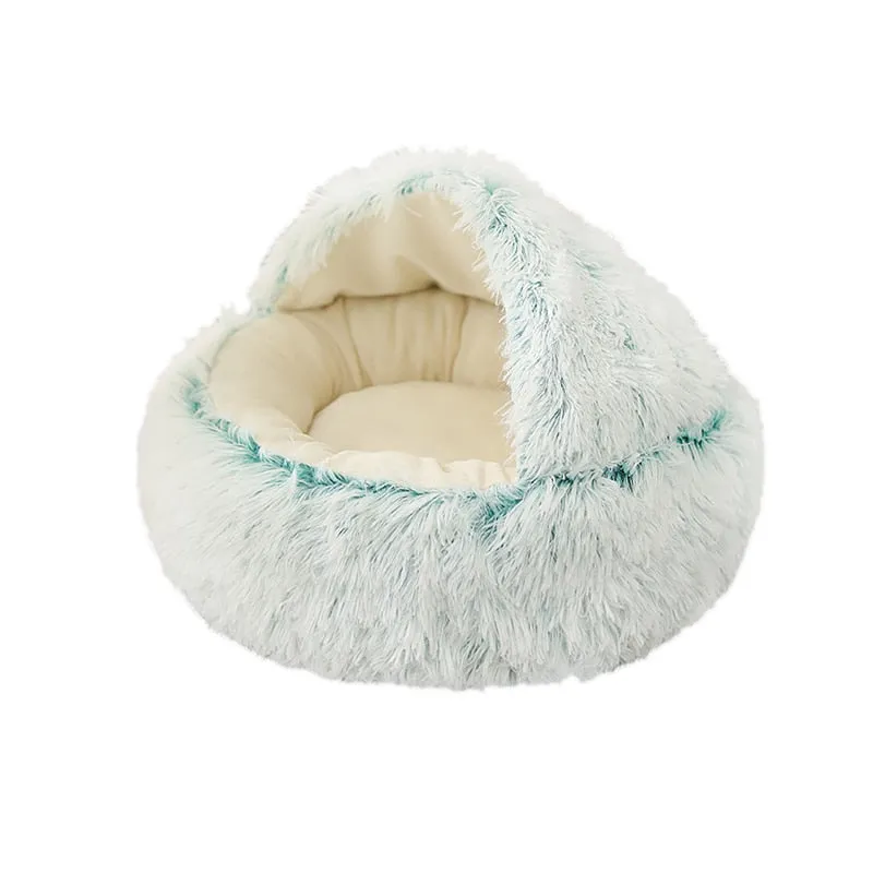 Taavita Round Plush Dog Cave Bed - Calming Pet Bed