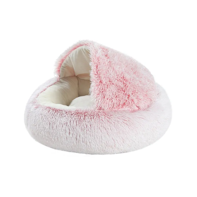 Taavita Round Plush Dog Cave Bed - Calming Pet Bed