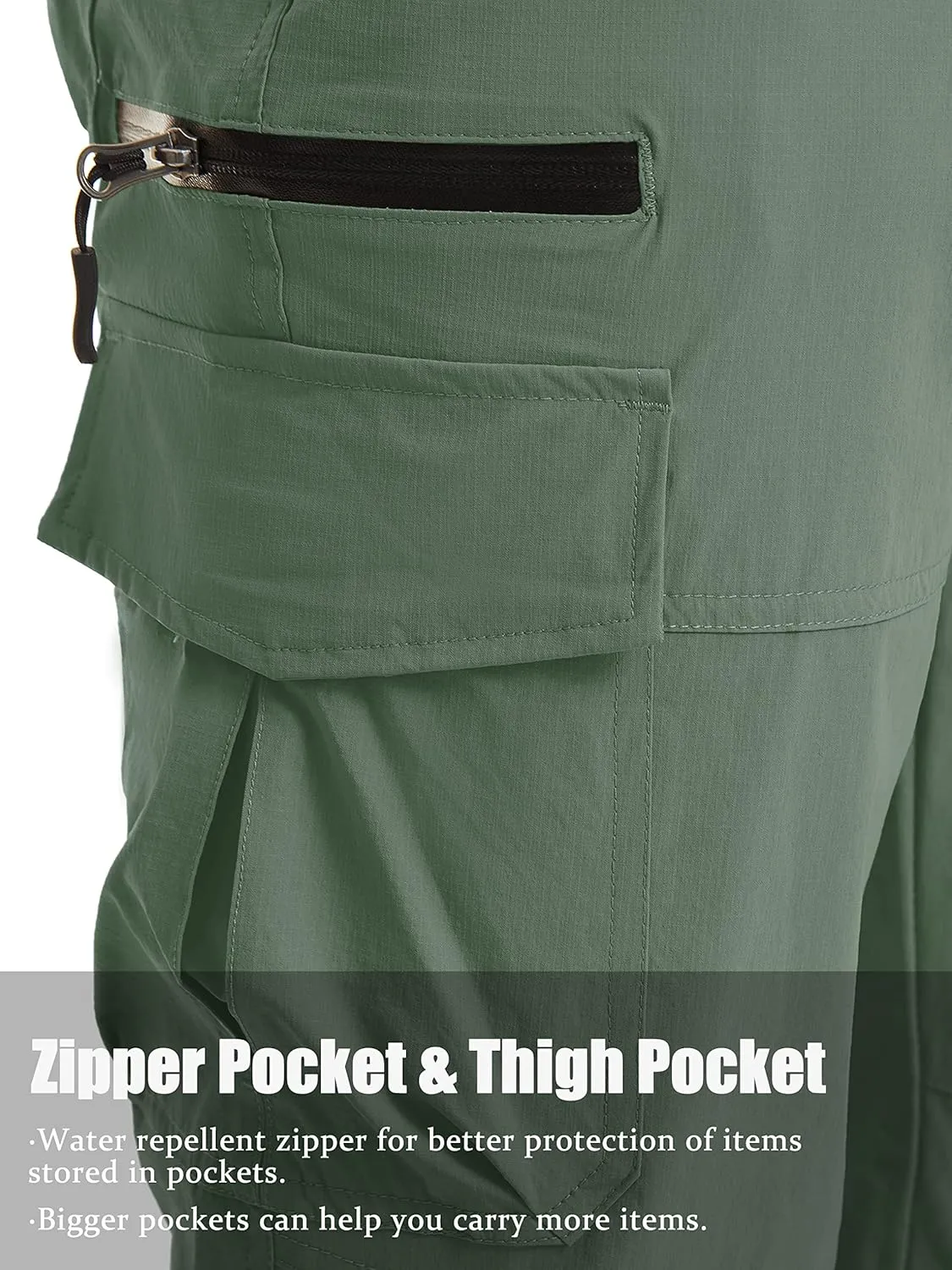 TACVASEN Men's Capri Pants 7 Pockets 3/4 Quick Dry Water Resistant Workout Hiking Summer Long Cargo Shorts Below Knee