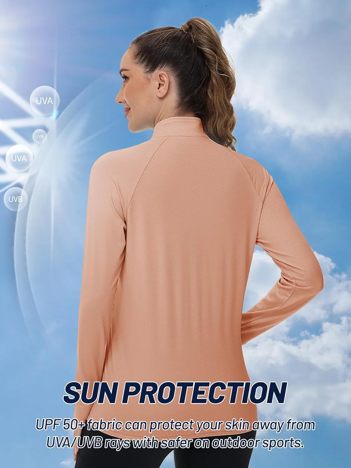TACVASEN Women's Athletic Jackets Lightweight UV Protection Shirts Full Zip Workout Jacket UPF 50  Long Sleeve Sun Shirt