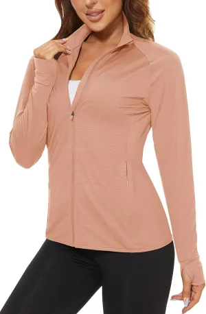 TACVASEN Women's Athletic Jackets Lightweight UV Protection Shirts Full Zip Workout Jacket UPF 50  Long Sleeve Sun Shirt