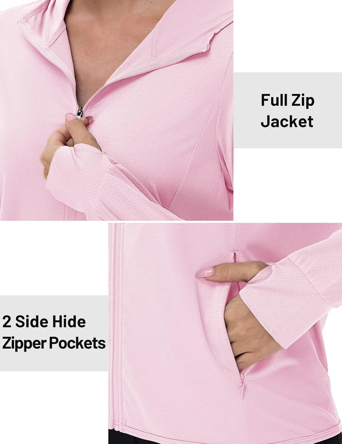 TACVASEN Women's Sun Hoodies Lightweight Jacket for Women Zip Up UPF 50  UV Shirt Long Sleeves