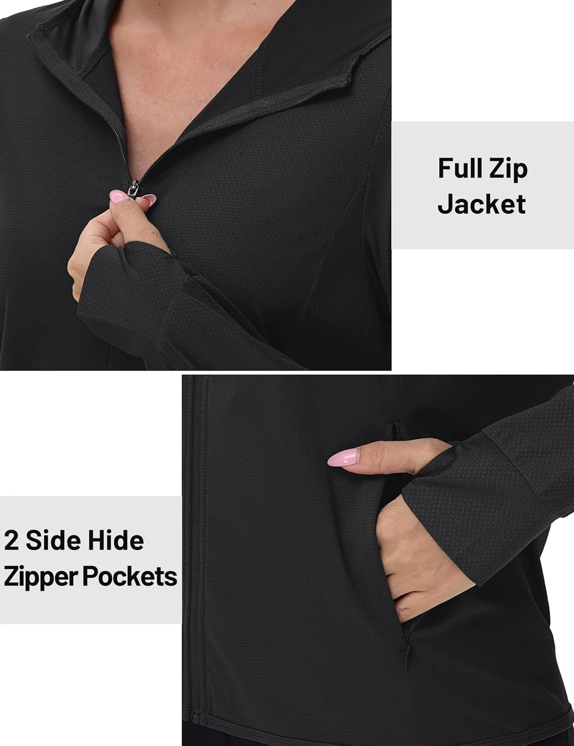 TACVASEN Women's Sun Hoodies Lightweight Jacket for Women Zip Up UPF 50  UV Shirt Long Sleeves