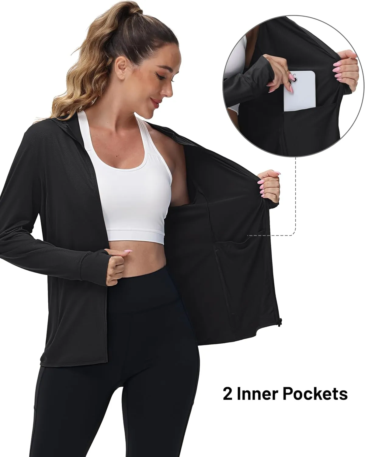 TACVASEN Women's Sun Hoodies Lightweight Jacket for Women Zip Up UPF 50  UV Shirt Long Sleeves