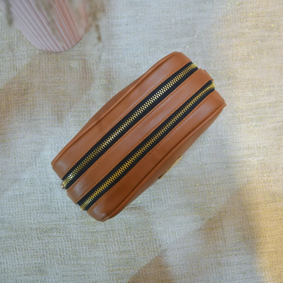 Tan Dual Compartment Bag with Boho Belt.