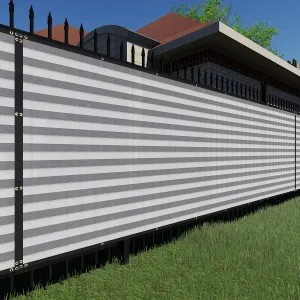 TANG Sunshades Depot Fence Privacy Screen 1'X8' Gray White Strips 180GSM Heavy Duty Commercial Windscreen Residential Fence Netting 88% Privacy Blockage with Excellent Airflow 3 Years Warranty