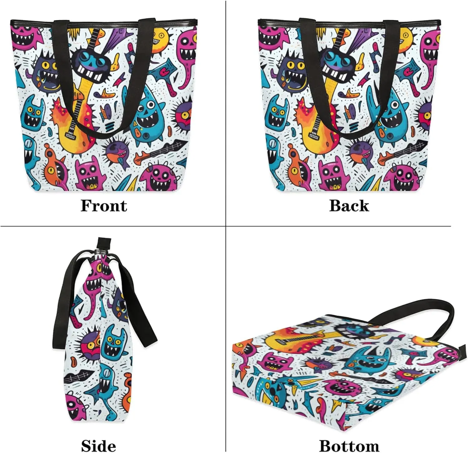 Tavisto Women’s Canvas Tote Bag with Zipper, Large Capacity Beach Bag Book Tote Reusable Grocery Bag with Inner Pocket