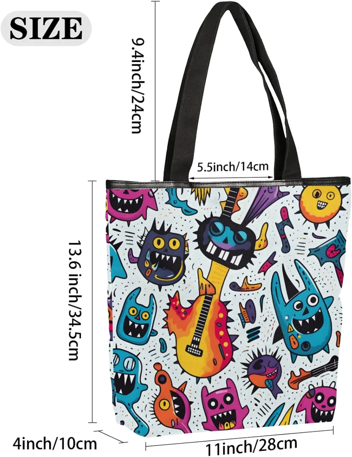 Tavisto Women’s Canvas Tote Bag with Zipper, Large Capacity Beach Bag Book Tote Reusable Grocery Bag with Inner Pocket
