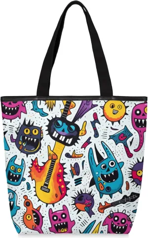 Tavisto Women’s Canvas Tote Bag with Zipper, Large Capacity Beach Bag Book Tote Reusable Grocery Bag with Inner Pocket