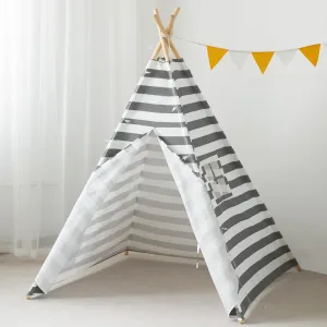 Teepee Tent for Kids Play Tent Without Mat Kids Play Tent Indoor for Toddlers Toy Play Teepee Gift 59“x47”x 47“(Grey Stripe)