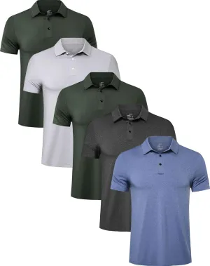 TELALEO 4/5 Pack Mens Polo Shirts Quick Dry Short Sleeve Golf T Shirt Performance Moisture Wicking Casual Workout