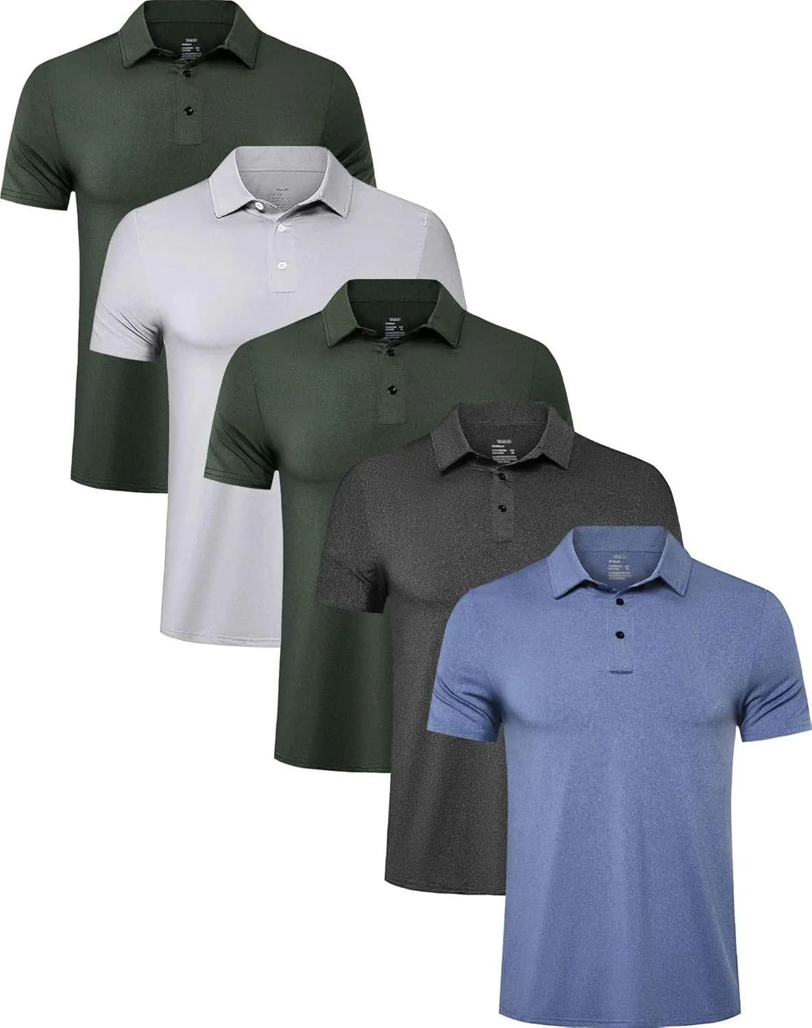 TELALEO 4/5 Pack Mens Polo Shirts Quick Dry Short Sleeve Golf T Shirt Performance Moisture Wicking Casual Workout