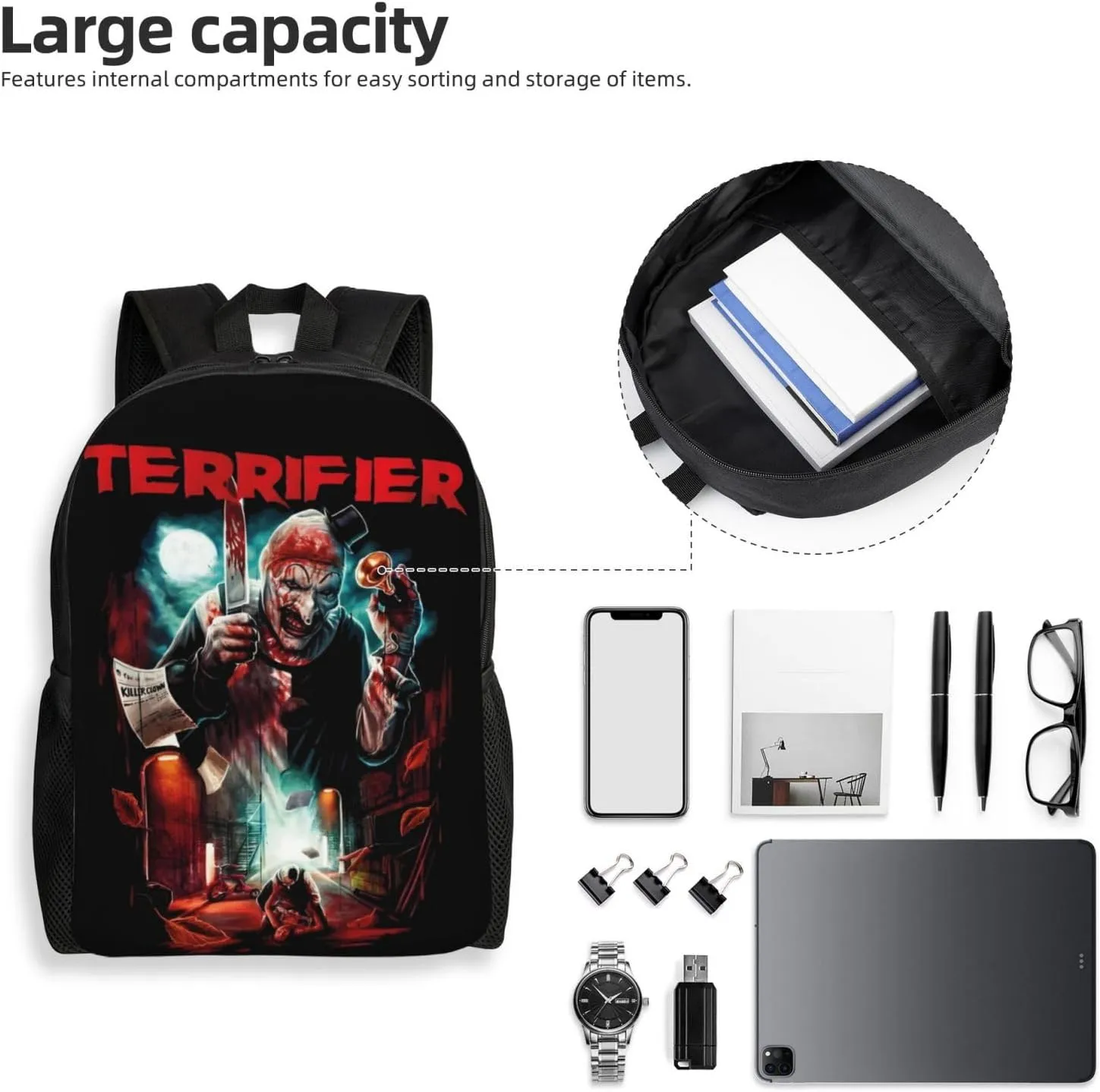 Terrifier Backpack, Leisure Travel Sports Backpack, Lightweight And Large Capacity