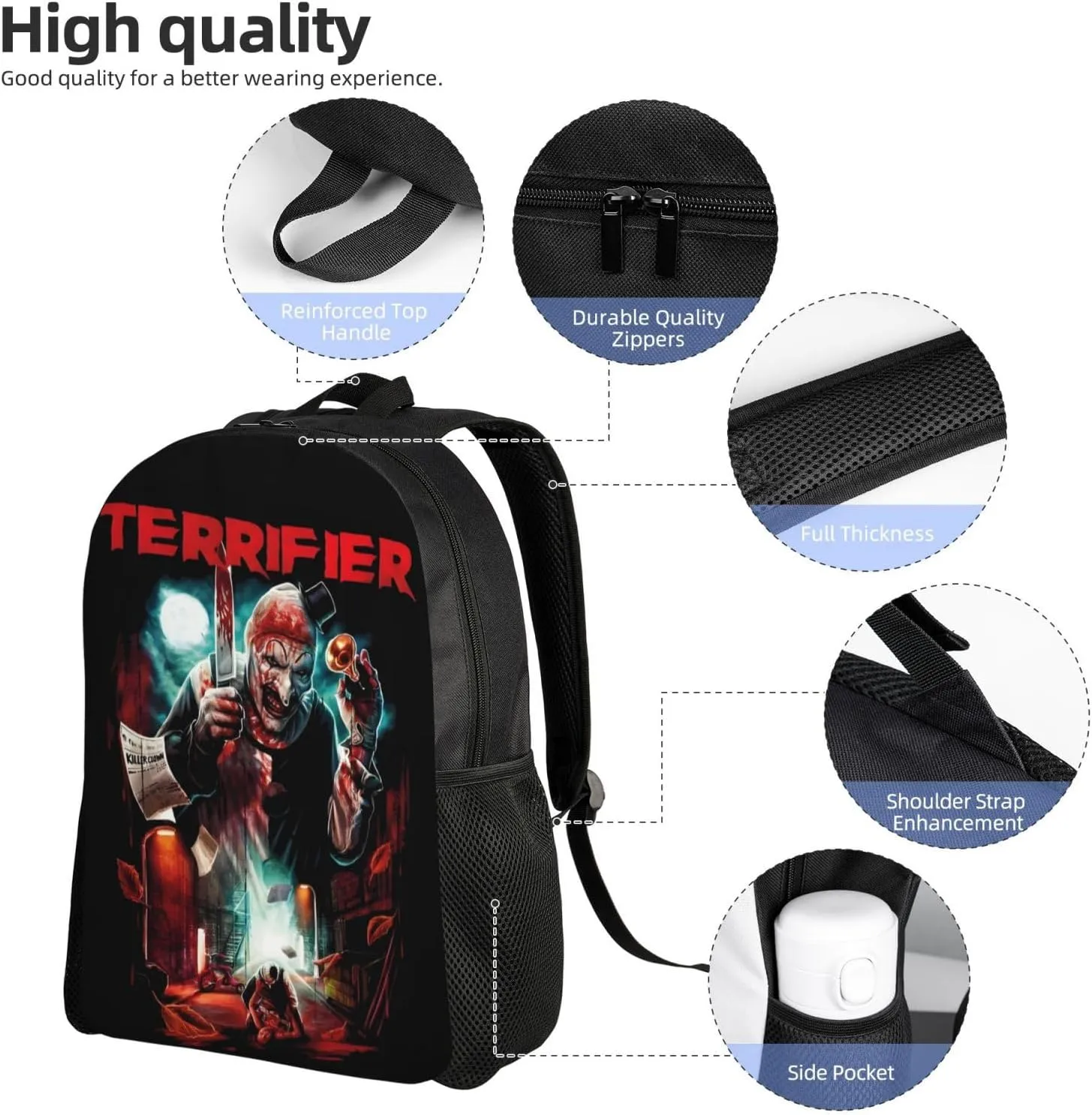 Terrifier Backpack, Leisure Travel Sports Backpack, Lightweight And Large Capacity
