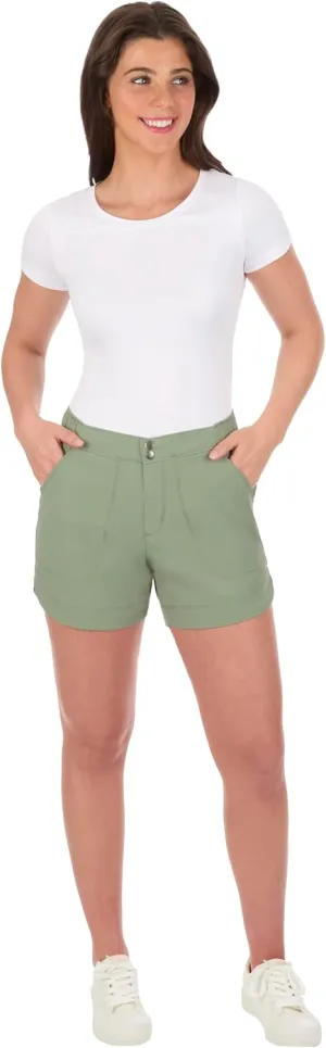 The American Outdoorsman Womens Curved Hem 5" Pull-On Trail Casual Shorts with Elastic Waist and Quick-Dry Fabric