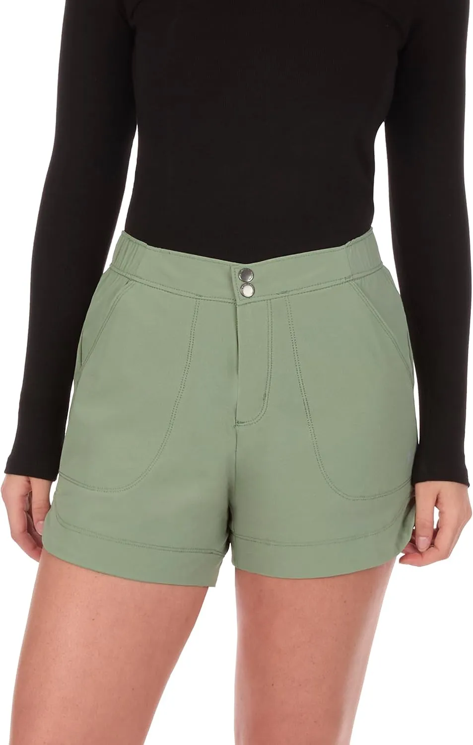 The American Outdoorsman Womens Curved Hem 5" Pull-On Trail Casual Shorts with Elastic Waist and Quick-Dry Fabric