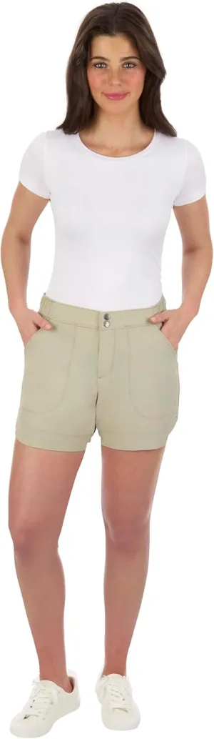 The American Outdoorsman Womens Curved Hem 5" Pull-On Trail Casual Shorts with Elastic Waist and Quick-Dry Fabric