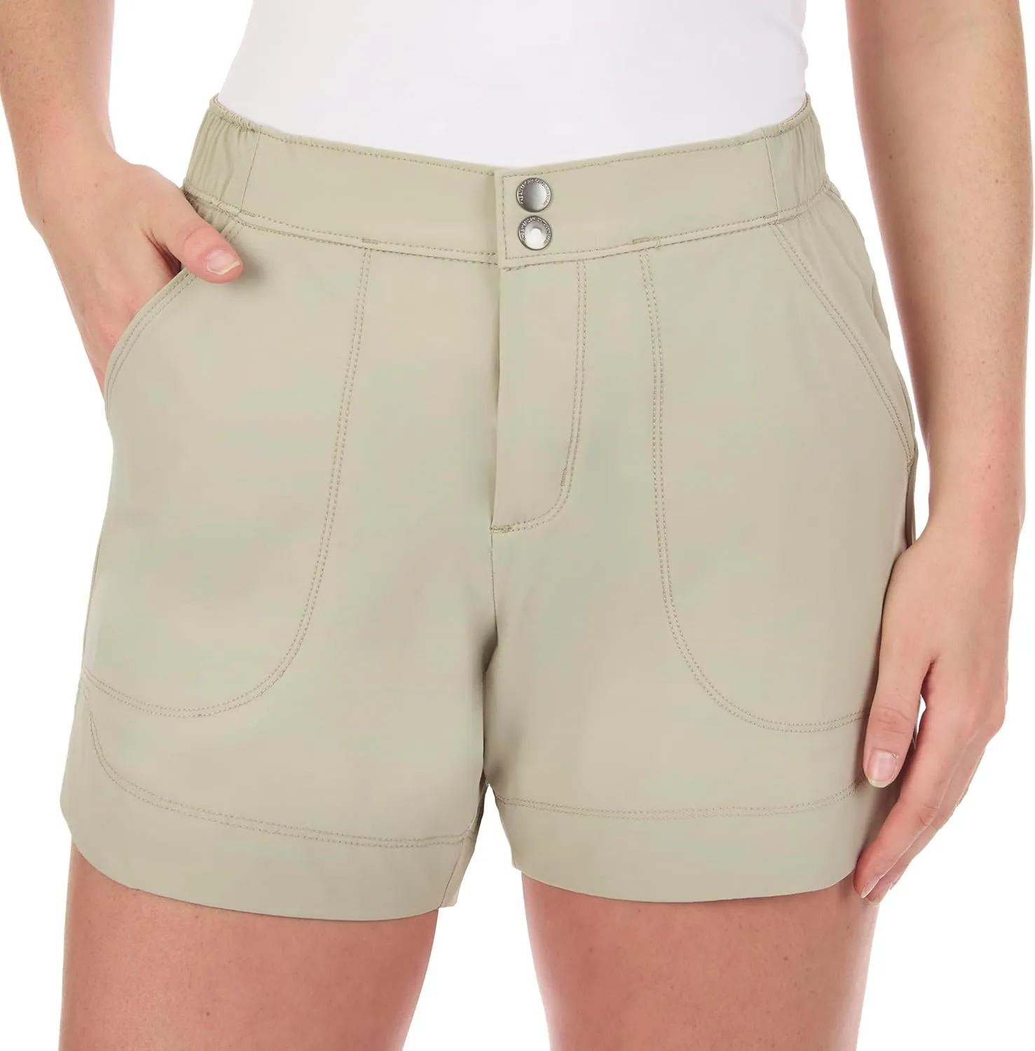 The American Outdoorsman Womens Curved Hem 5" Pull-On Trail Casual Shorts with Elastic Waist and Quick-Dry Fabric