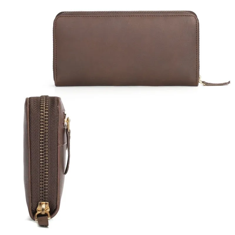 THE CLOWNFISH Eliana Collection Genuine Leather Wallet Clutch | Multi-Compartment Design | Dark Brown