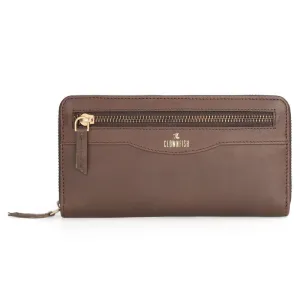 THE CLOWNFISH Eliana Collection Genuine Leather Wallet Clutch | Multi-Compartment Design | Dark Brown