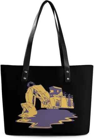 The Excavator Melt Women's Tote Bag Leather Purse Shoulder Handbag Portable Shopping Bag for Travel Office