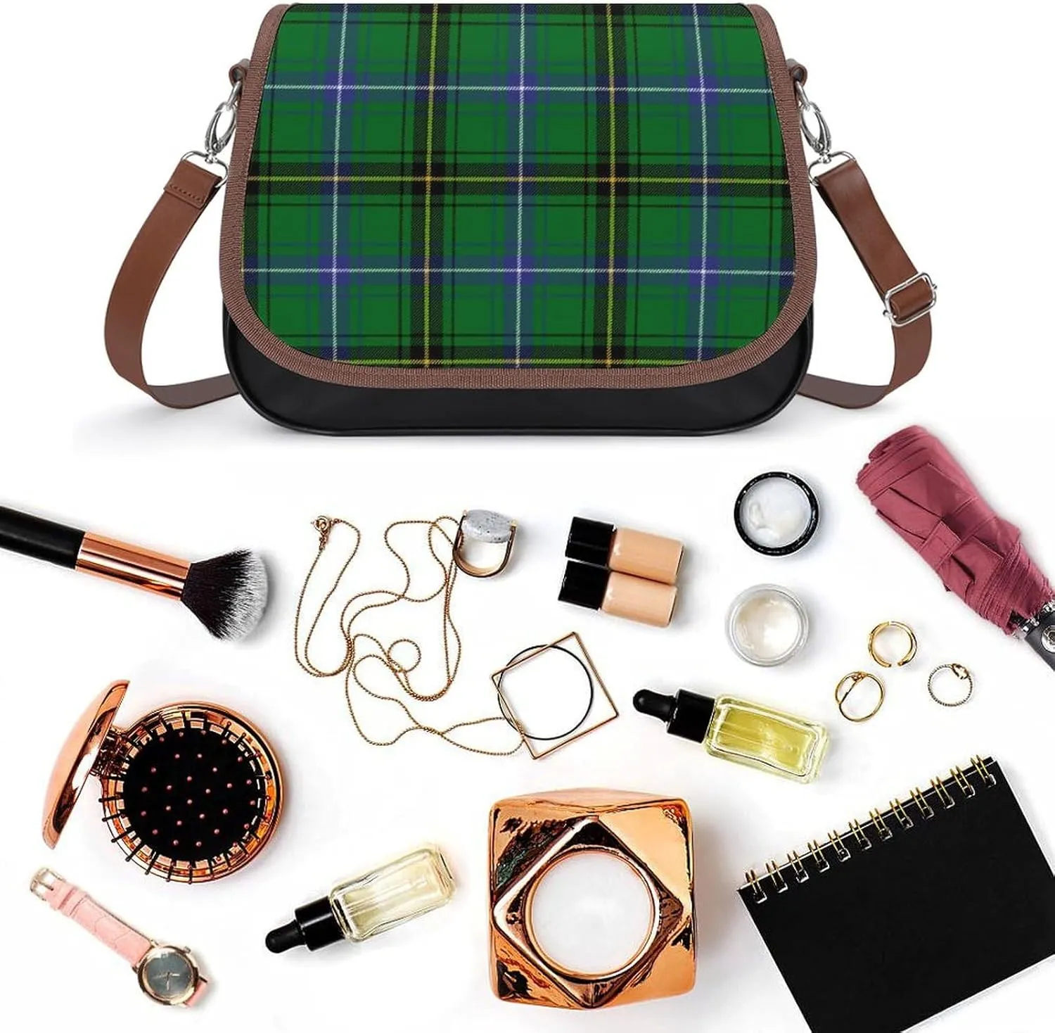 The Look of Warm Oak Wood Grain Texture Leather Decorative Crossbody Strap Backpack, Large Capacity Shoulder Bag