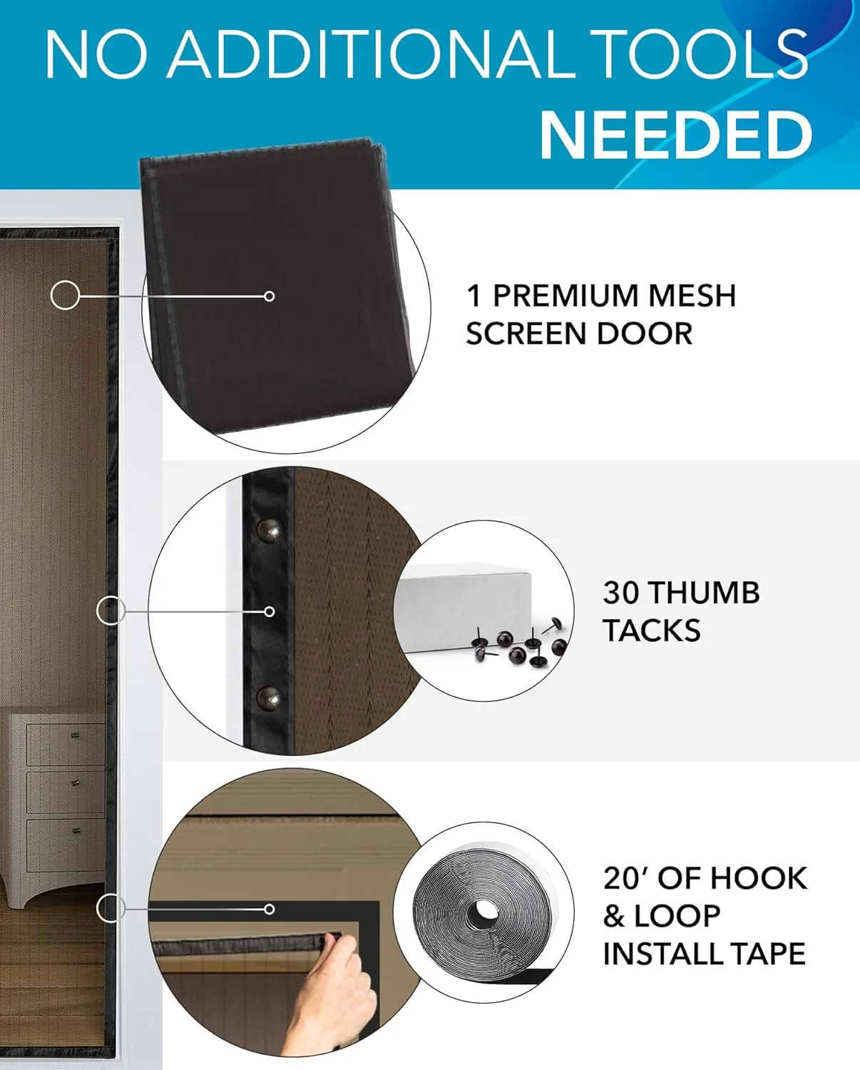 The Original Flux Phenom Magnetic Screen Door 38"x82" – Easy Install, Strong Magnet Strength, Self-Sealing Mesh, Pet Tested, Hands-Free Entry, Door Screen Magnetic Closure, Keeps Bugs Out