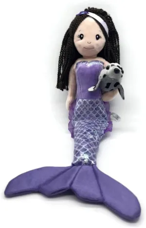 The Petting Zoo, Mermaid Doll with Harbor Seal Stuffed Animal, Gift for Girls, Plush Doll with Seal Plush Toy, 16 Inches (Brunette)
