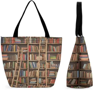 This Funny Book Shelves Collection And Ladder Women's Shopping Bag Foldable Washable Shoulder Bag Adopts High-definition Printing Technology, with Clear Patterns And Rich Colors. There Are Many Patter