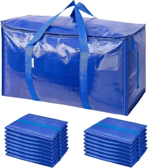 TICONN 16 Pack Extra Large Moving Bags with Zippers & Carrying Handles, Heavy-Duty Storage Tote Moving Boxes for Space Saving (16 PK, 18 Gallon)