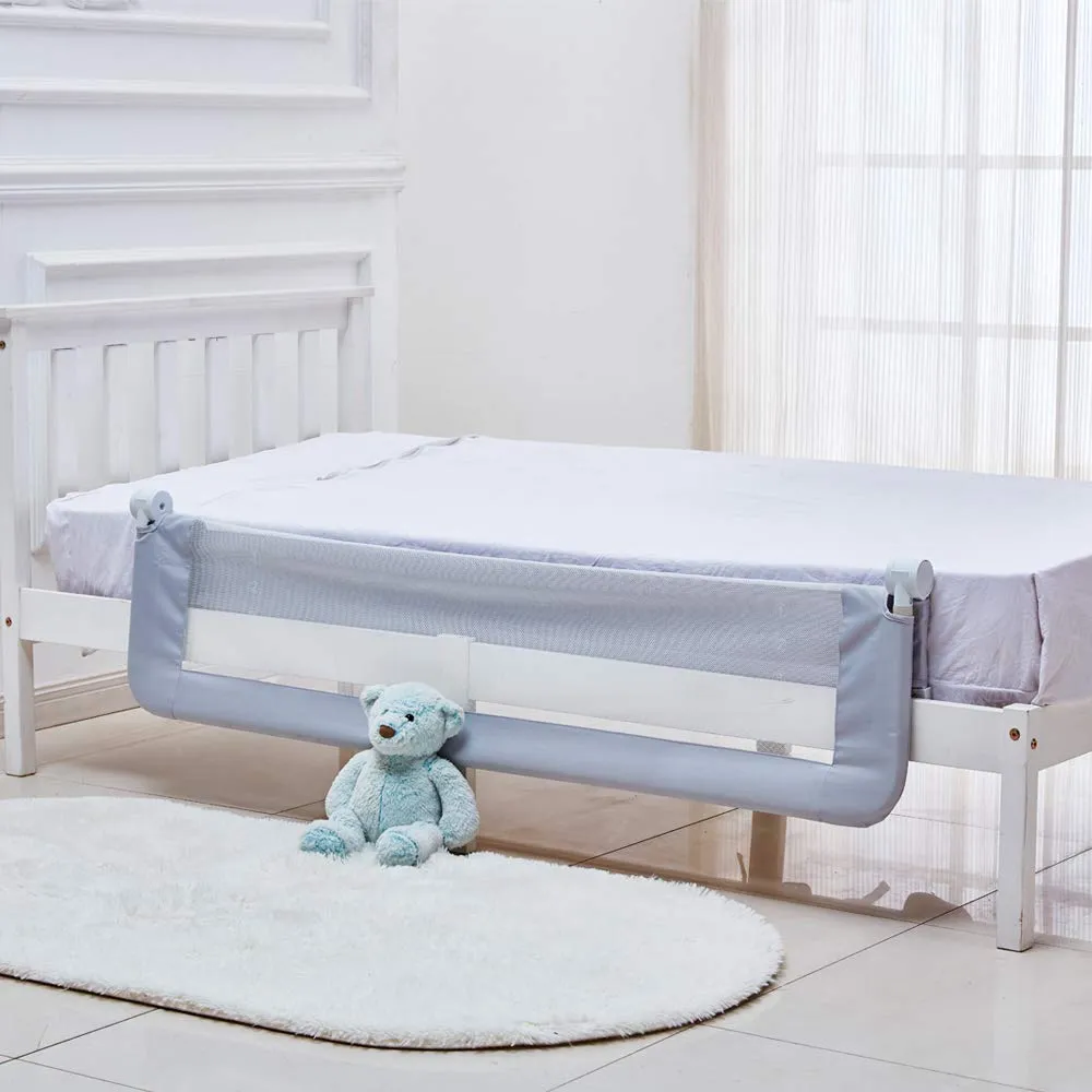 Toddler Bed Rails 59 inch, Baby Guardrail Extra Long, Foldable Tall Bedrail with Reinforced Anchor Safety System, for Twin, Full, Queen King Size Bed, Box and Platform Bed(59"L*22.8"H, Gray)