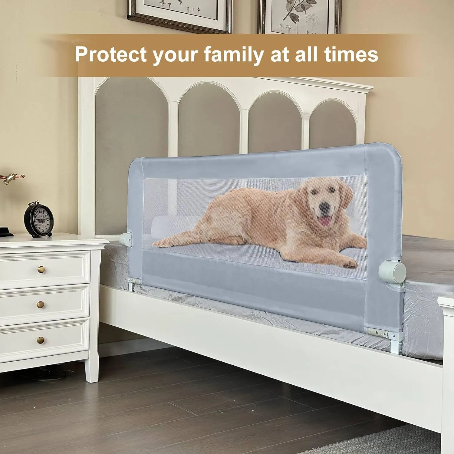 Toddler Bed Rails 59 inch, Baby Guardrail Extra Long, Foldable Tall Bedrail with Reinforced Anchor Safety System, for Twin, Full, Queen King Size Bed, Box and Platform Bed(59"L*22.8"H, Gray)