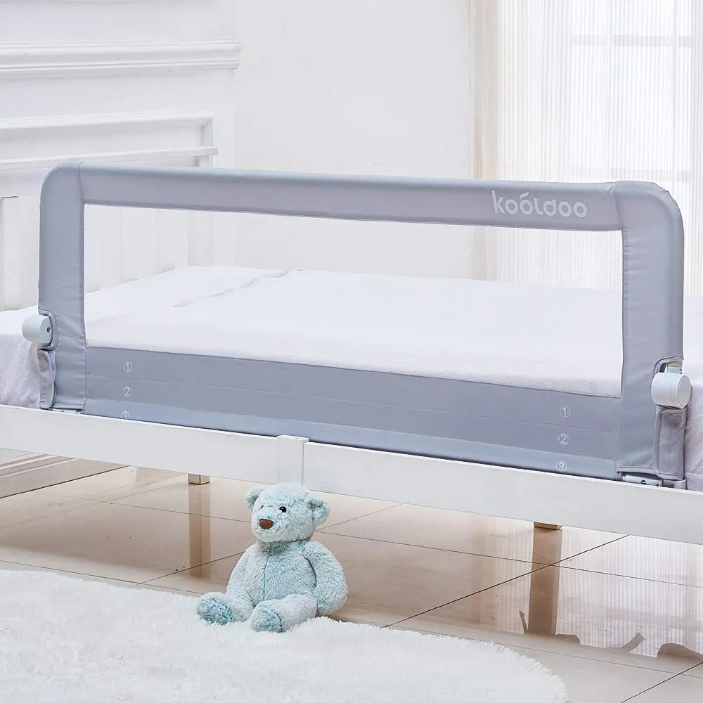 Toddler Bed Rails 59 inch, Baby Guardrail Extra Long, Foldable Tall Bedrail with Reinforced Anchor Safety System, for Twin, Full, Queen King Size Bed, Box and Platform Bed(59"L*22.8"H, Gray)