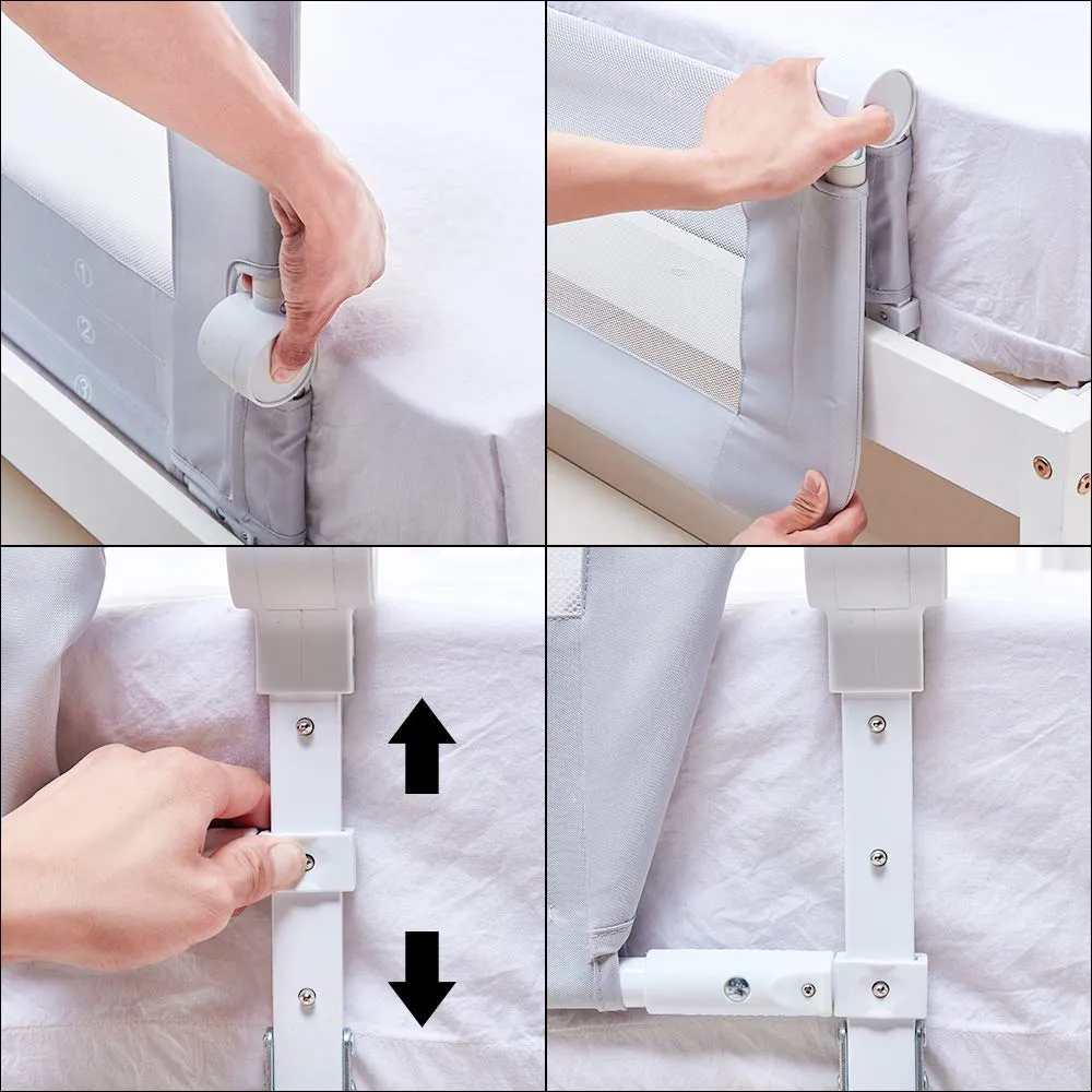 Toddler Bed Rails 59 inch, Baby Guardrail Extra Long, Foldable Tall Bedrail with Reinforced Anchor Safety System, for Twin, Full, Queen King Size Bed, Box and Platform Bed(59"L*22.8"H, Gray)