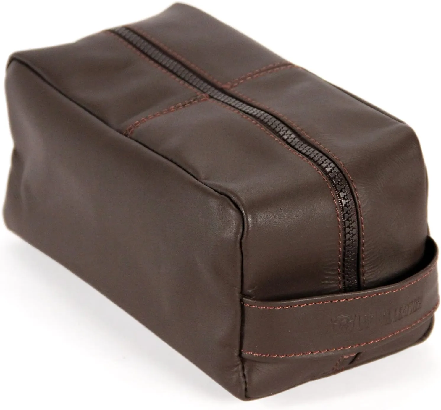 Toiletry Bag - Genuine Leather Dopp Kit Shaving Tote - Brown