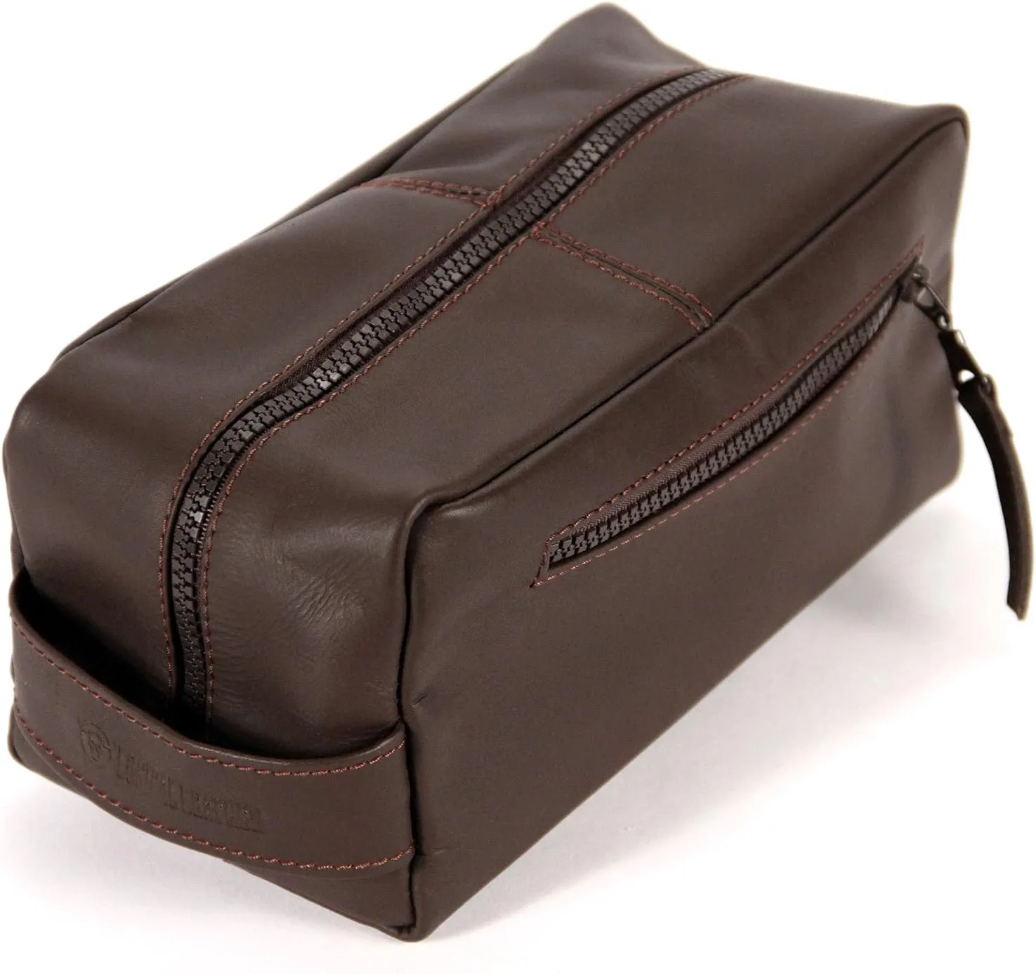 Toiletry Bag - Genuine Leather Dopp Kit Shaving Tote - Brown