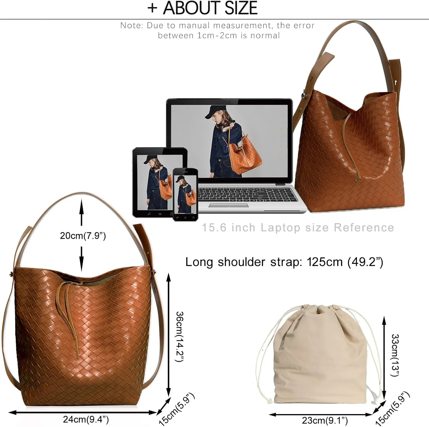 Tote Bag for Women, Soft Genuine Leather Fashion Hobo Handbag, Large Capacity Purse Top Handle Shoulder Bag Travel