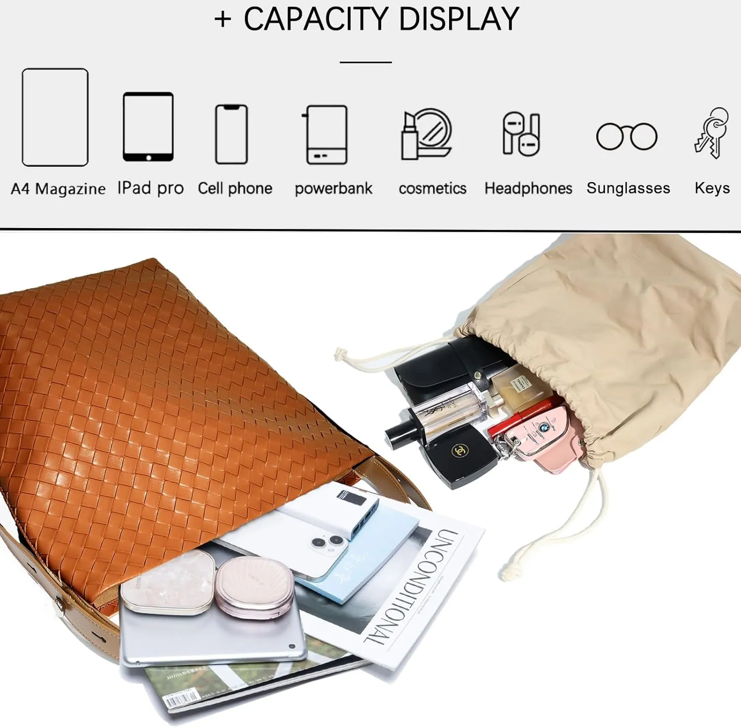 Tote Bag for Women, Soft Genuine Leather Fashion Hobo Handbag, Large Capacity Purse Top Handle Shoulder Bag Travel