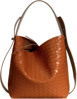 Tote Bag for Women, Soft Genuine Leather Fashion Hobo Handbag, Large Capacity Purse Top Handle Shoulder Bag Travel