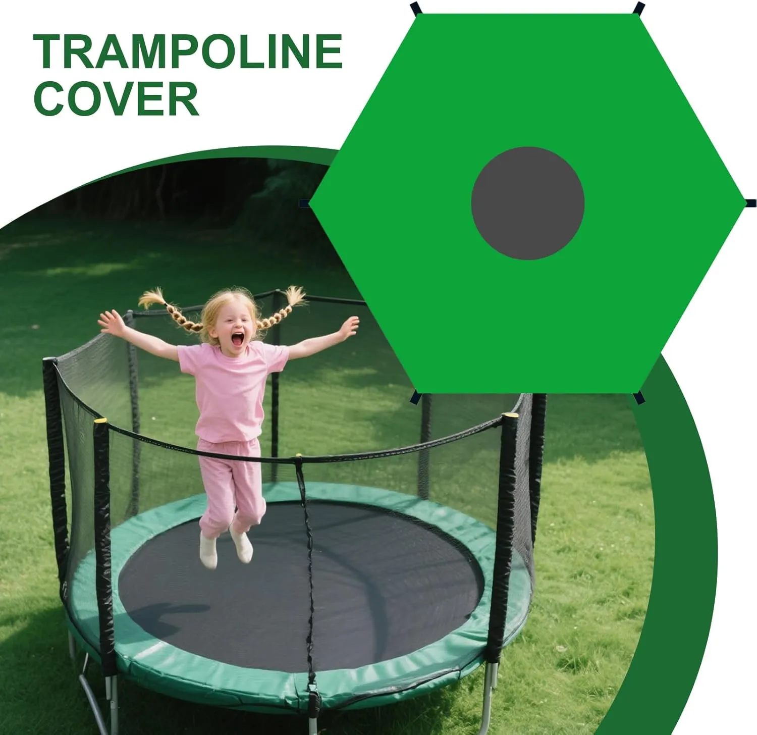 Trampoline Shade Cover, 6ft 8ft 10ft 12ft 14ft Trampoline Sun Protection Cover, Tearproof Trampolines Canopy, Waterproof & UV Protection, Trampolines Accessories Top Shade Covers