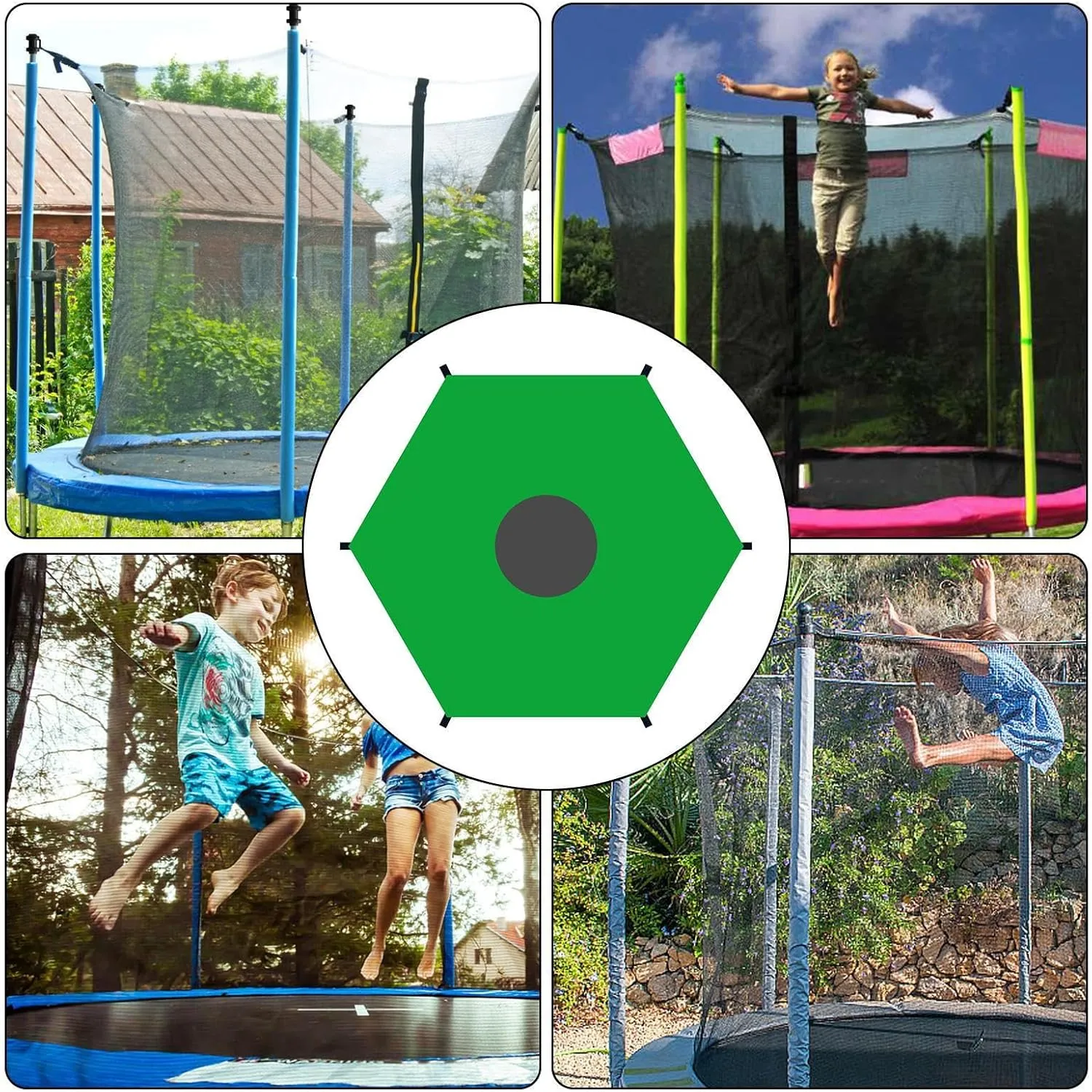 Trampoline Shade Cover, 6ft 8ft 10ft 12ft 14ft Trampoline Sun Protection Cover, Tearproof Trampolines Canopy, Waterproof & UV Protection, Trampolines Accessories Top Shade Covers
