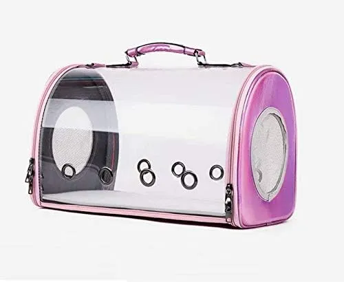 Transparent Pet Travel Handbag, Abs Material Space Capsule Design, Aviation-Grade Breathable Pet Bag, Suitable for Cats and Dogs Under 12 Pounds (Transparent Pink)