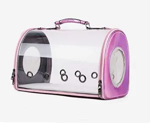 Transparent Pet Travel Handbag, Abs Material Space Capsule Design, Aviation-Grade Breathable Pet Bag, Suitable for Cats and Dogs Under 12 Pounds (Transparent Pink)