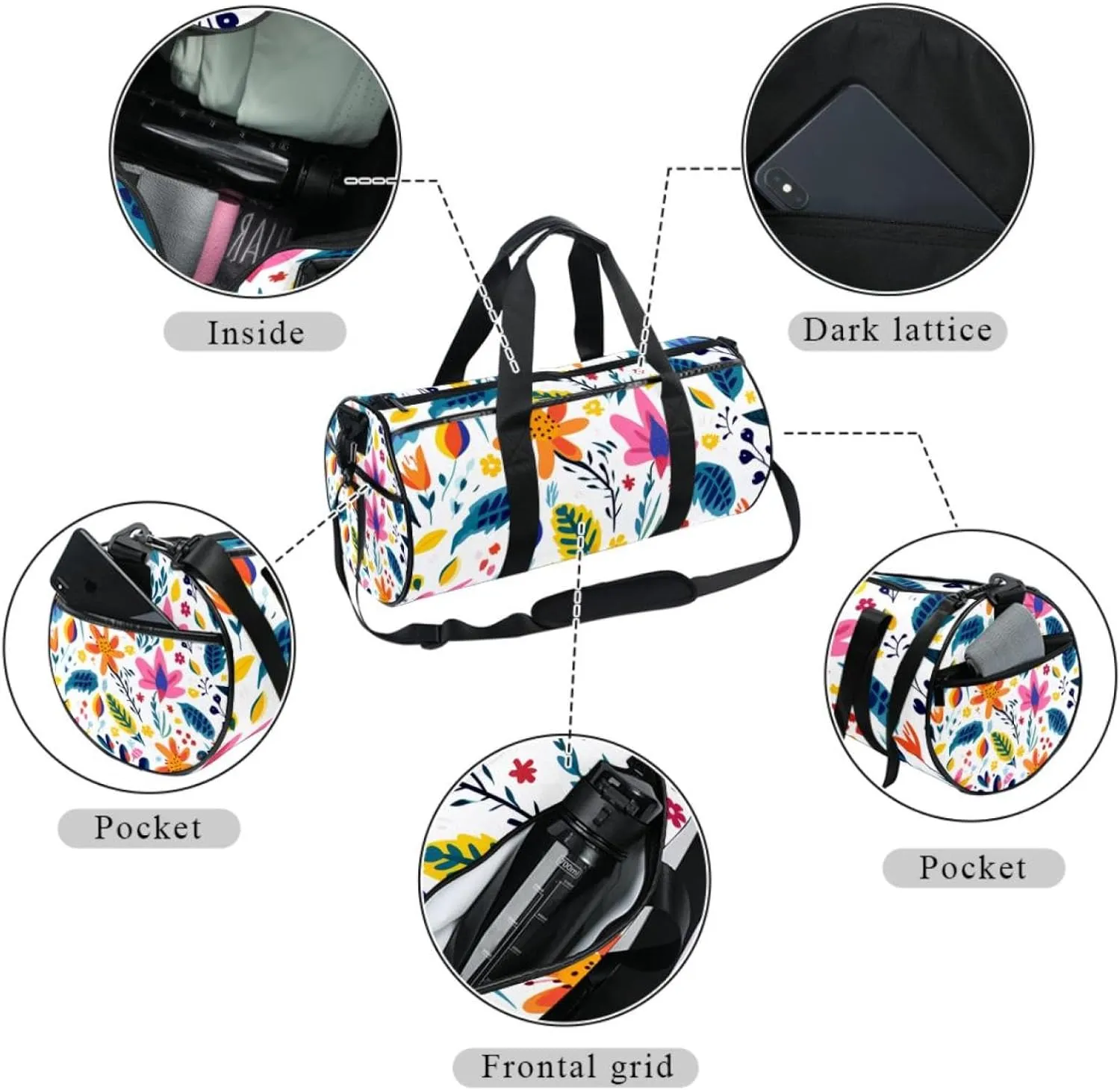 Travel Bag,Mens Gym Bag,Womens Gym Bag,Colorful Christmas Flower,Sports Bag