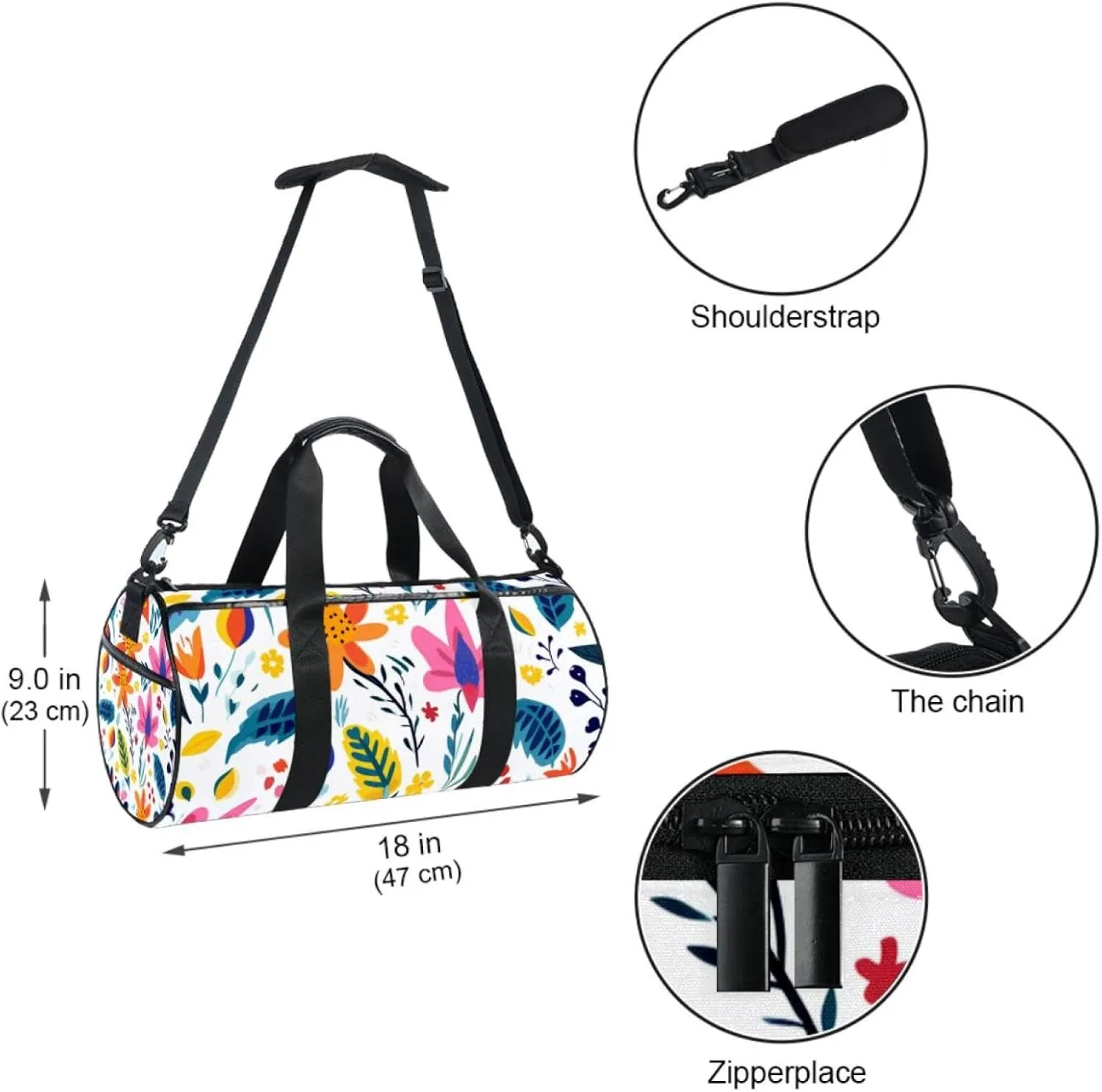 Travel Bag,Mens Gym Bag,Womens Gym Bag,Colorful Christmas Flower,Sports Bag